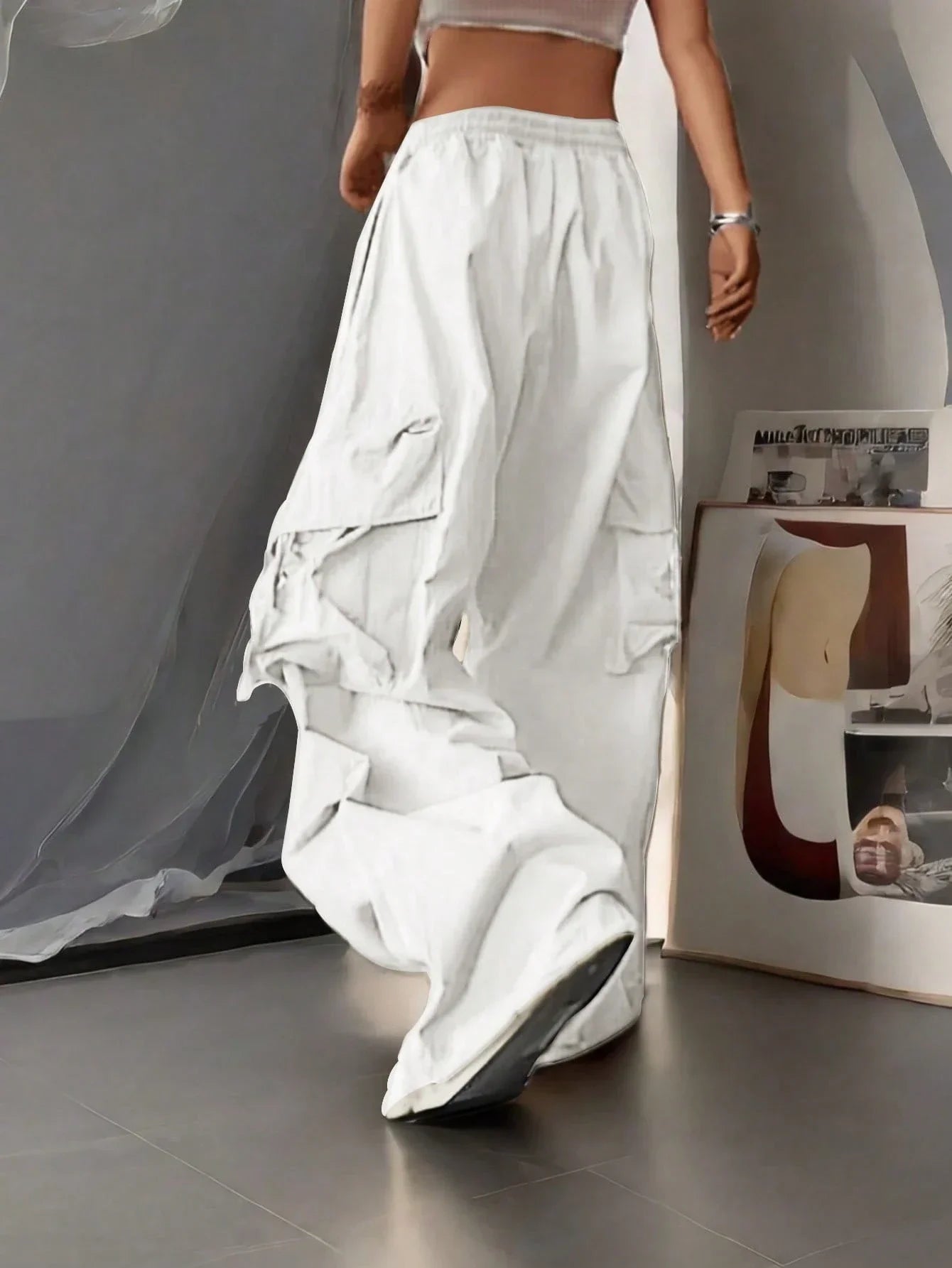Loose Fit Cargo Pants With Drawstring Pockets For Casual Streetwear