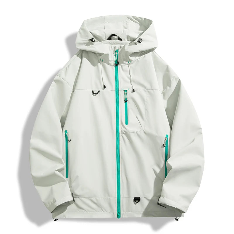 Unisex Waterproof Hooded Hiking Windbreaker Jacket for Outdoor Activities