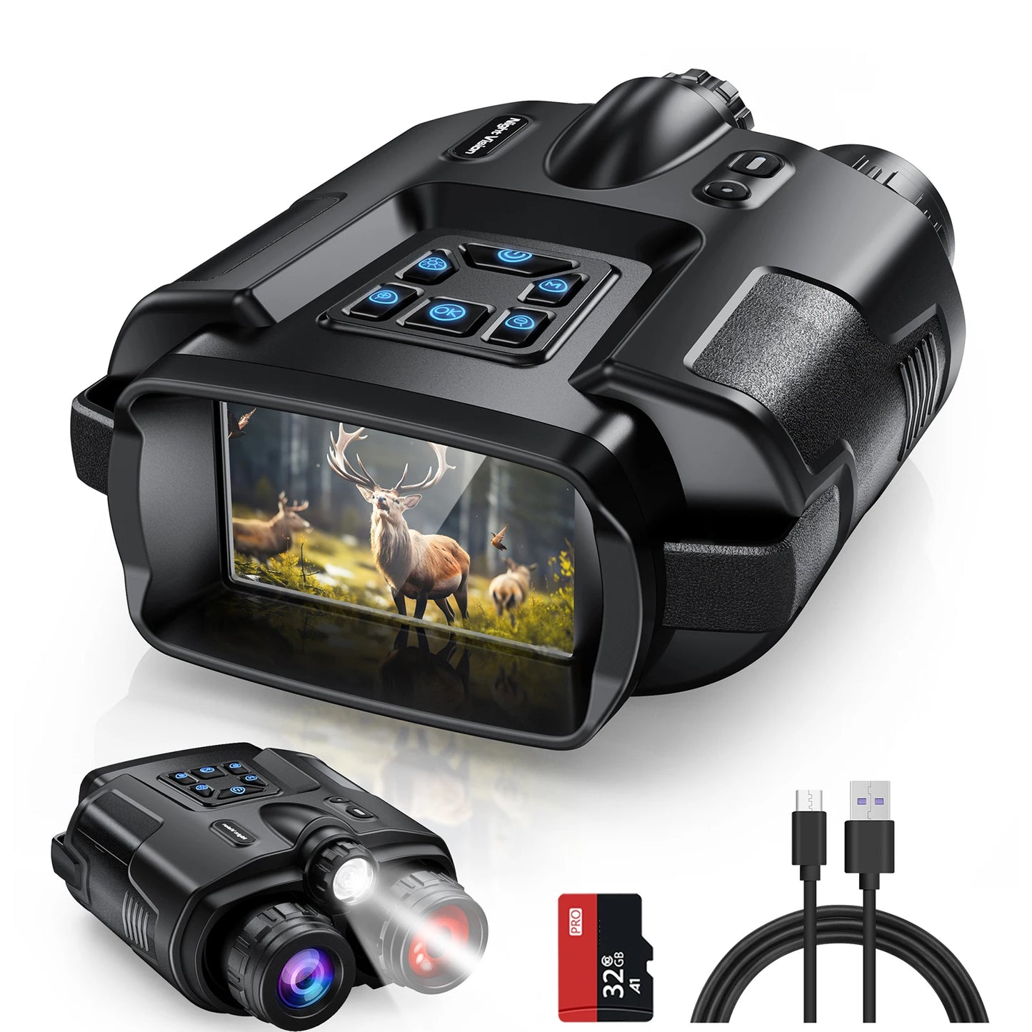 USB Rechargeable 4K Night Vision Binoculars 8x Digital Zoom