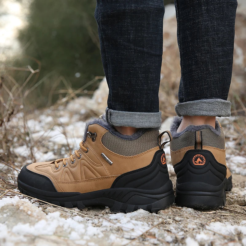 Senlongbaocn Winter Men's Boots Waterproof Leather Snow Boots