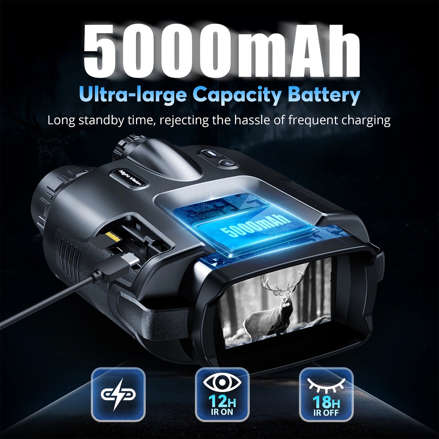USB Rechargeable 4K Night Vision Binoculars 8x Digital Zoom