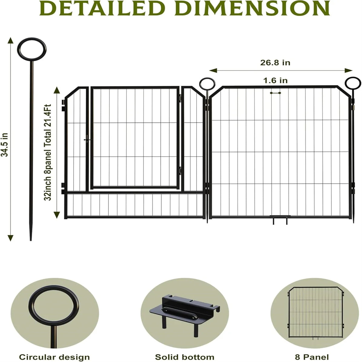 HiMISS Heavy Duty Portable Dog Playpen for Indoor Outdoor Use