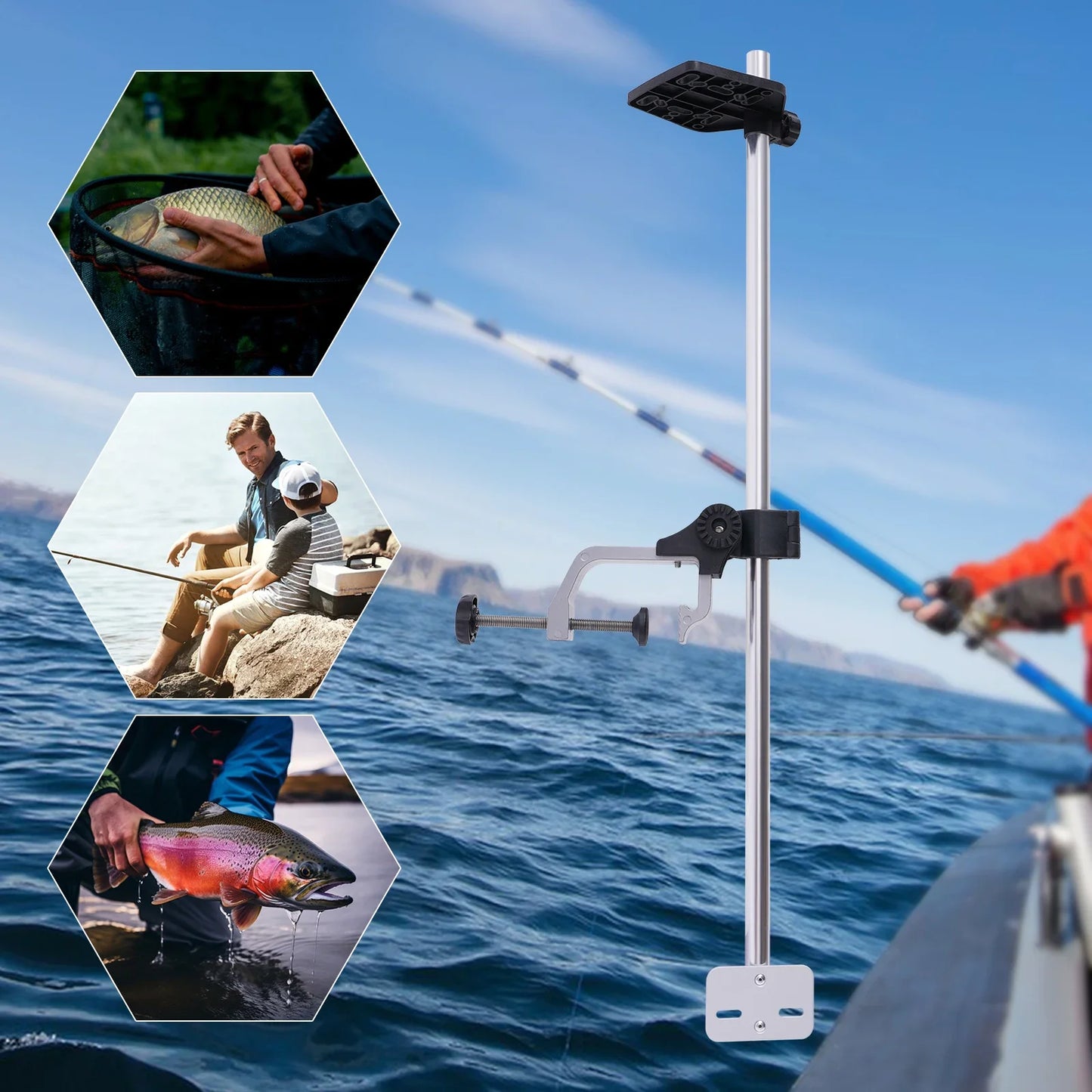 Portable Fish Finder Mount Bracket With 360 Degree Rotatable Transducer
