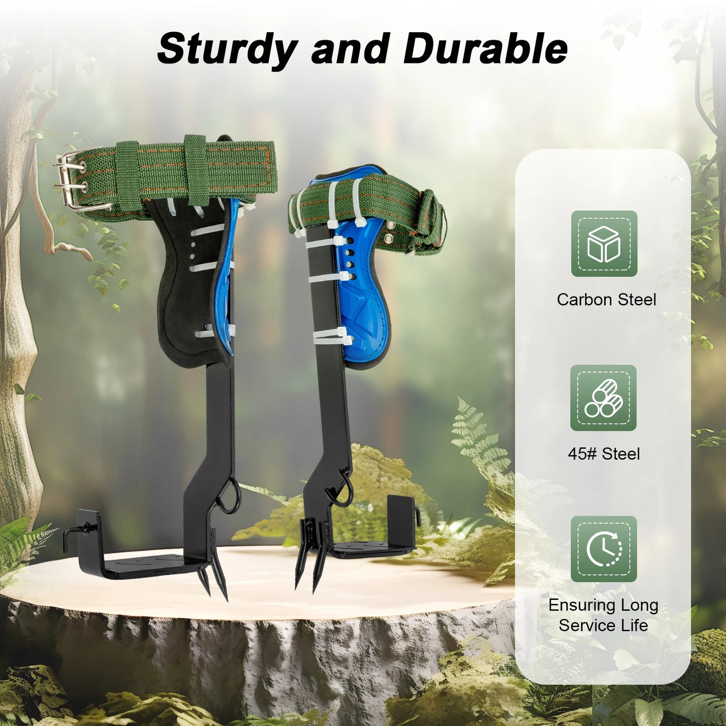 Tree Climbing Spikes Kit With Safety Harness 220 Lb Capacity