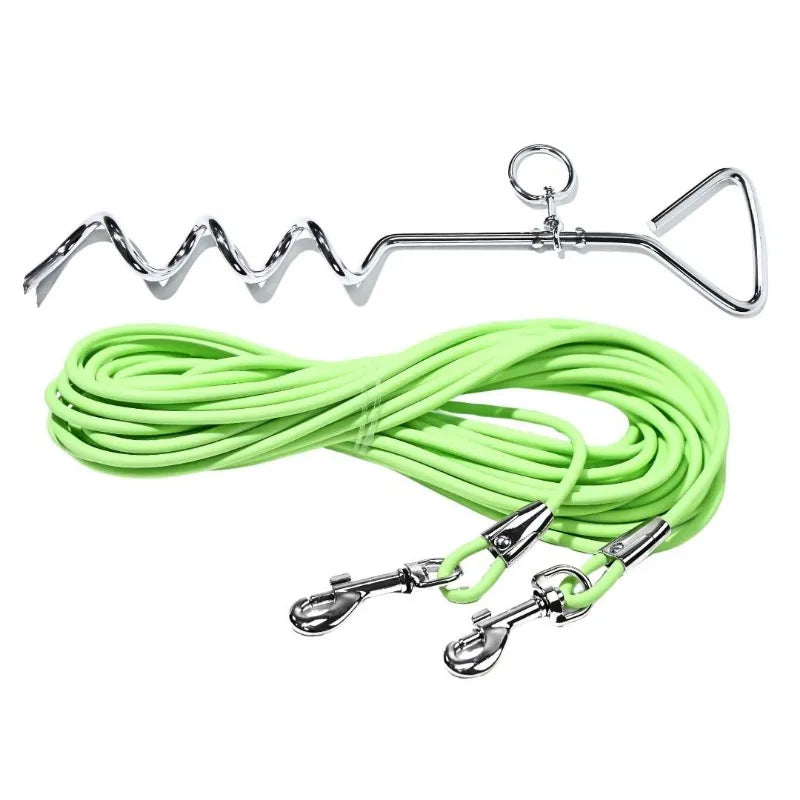 Dog Tie Out Cable With Ground Stake For Outdoor Dogs