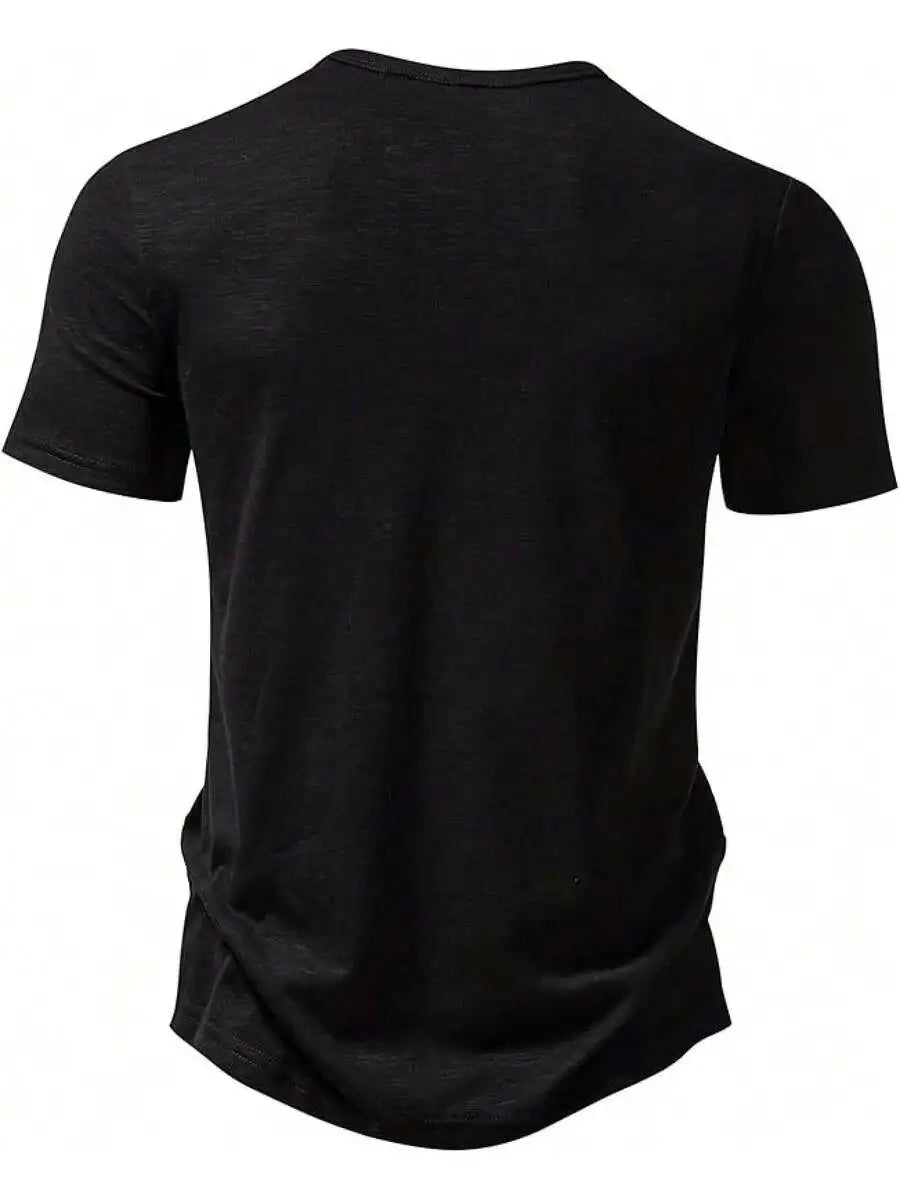 Mens Stretchy Short Sleeve Henley Tee Cotton Polyester Blend