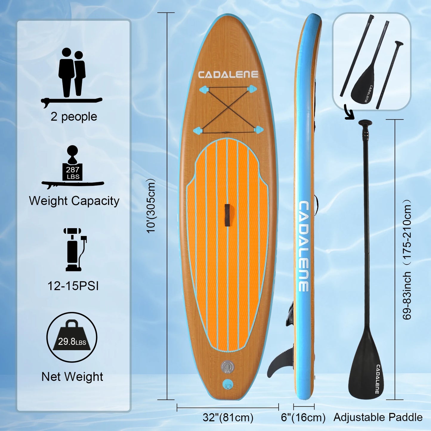 CADALENE Inflatable Stand Up Paddle Board Lightweight Durable SUP