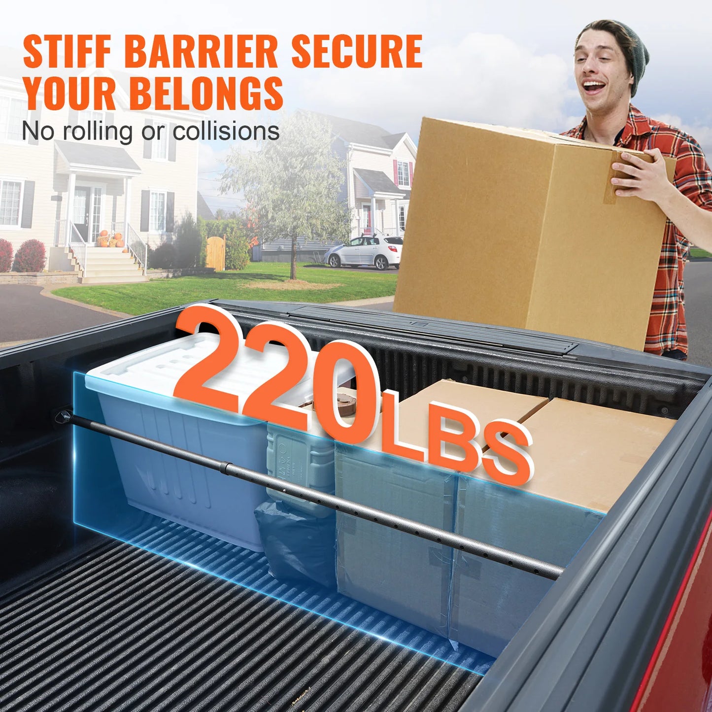 Adjustable Cargo Bar For Truck Bed Heavy Duty Stabilizer 220 Lb Capacity