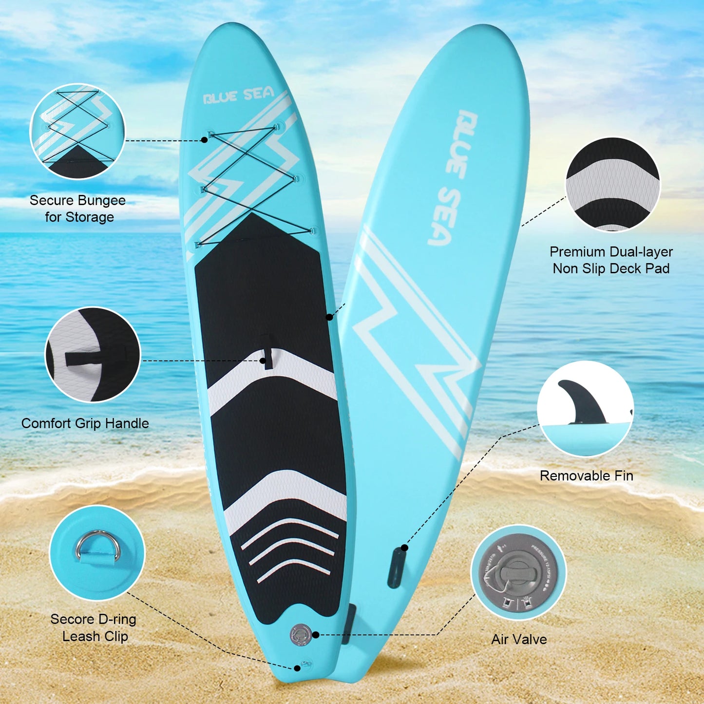 CADALENE Inflatable Stand Up Paddle Board With Pump And Backpack