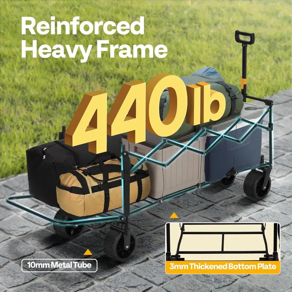 Extended Collapsible Wagon Cart Heavy-Duty Folding Utility