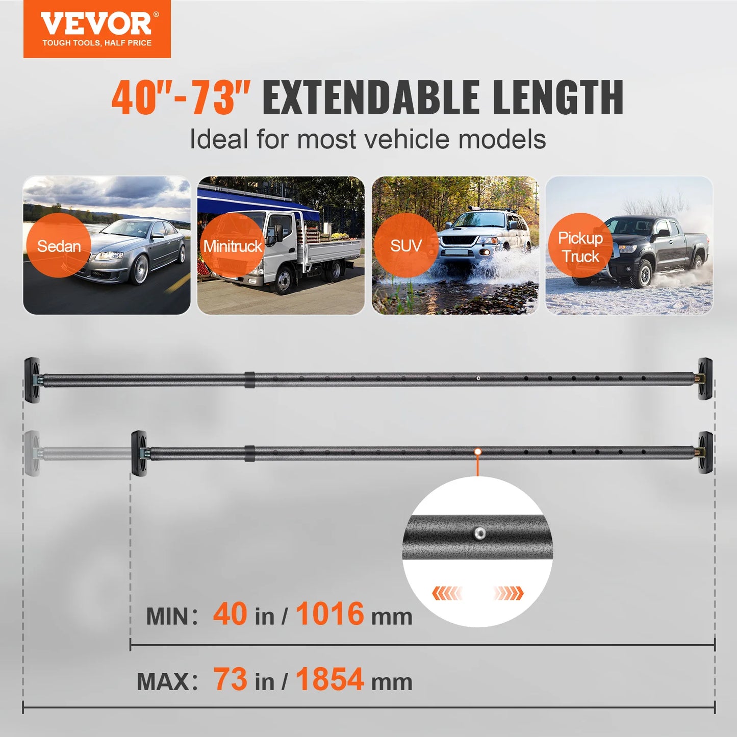 Adjustable Cargo Bar For Truck Bed Heavy Duty Stabilizer 220 Lb Capacity