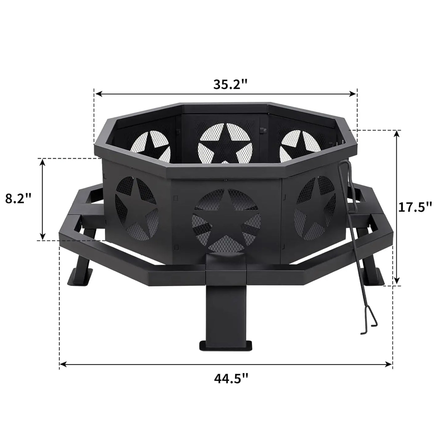Outdoor Octagonal Wood Burning Fire Pit Powder Coated Heavy Duty