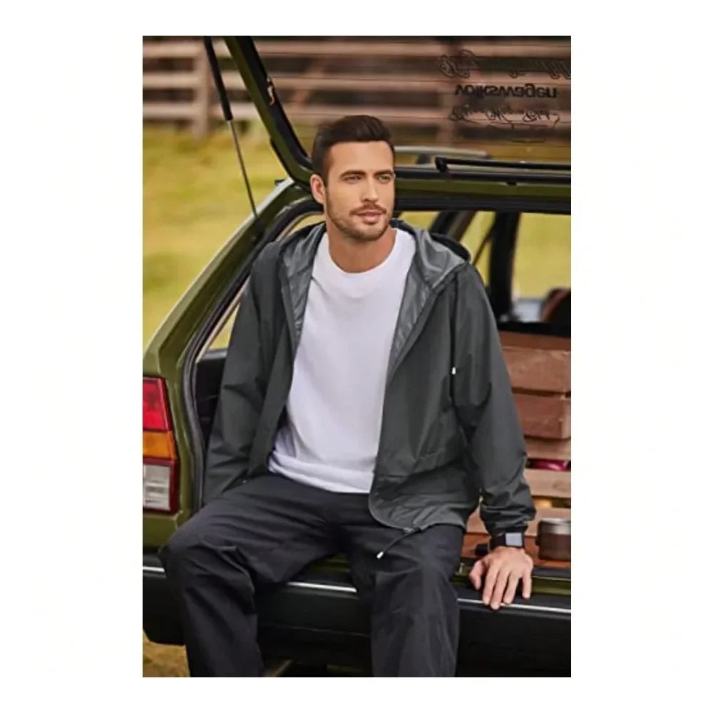 XMSJ Packable Rain Jacket Waterproof Hooded Outdoor Rain Gear