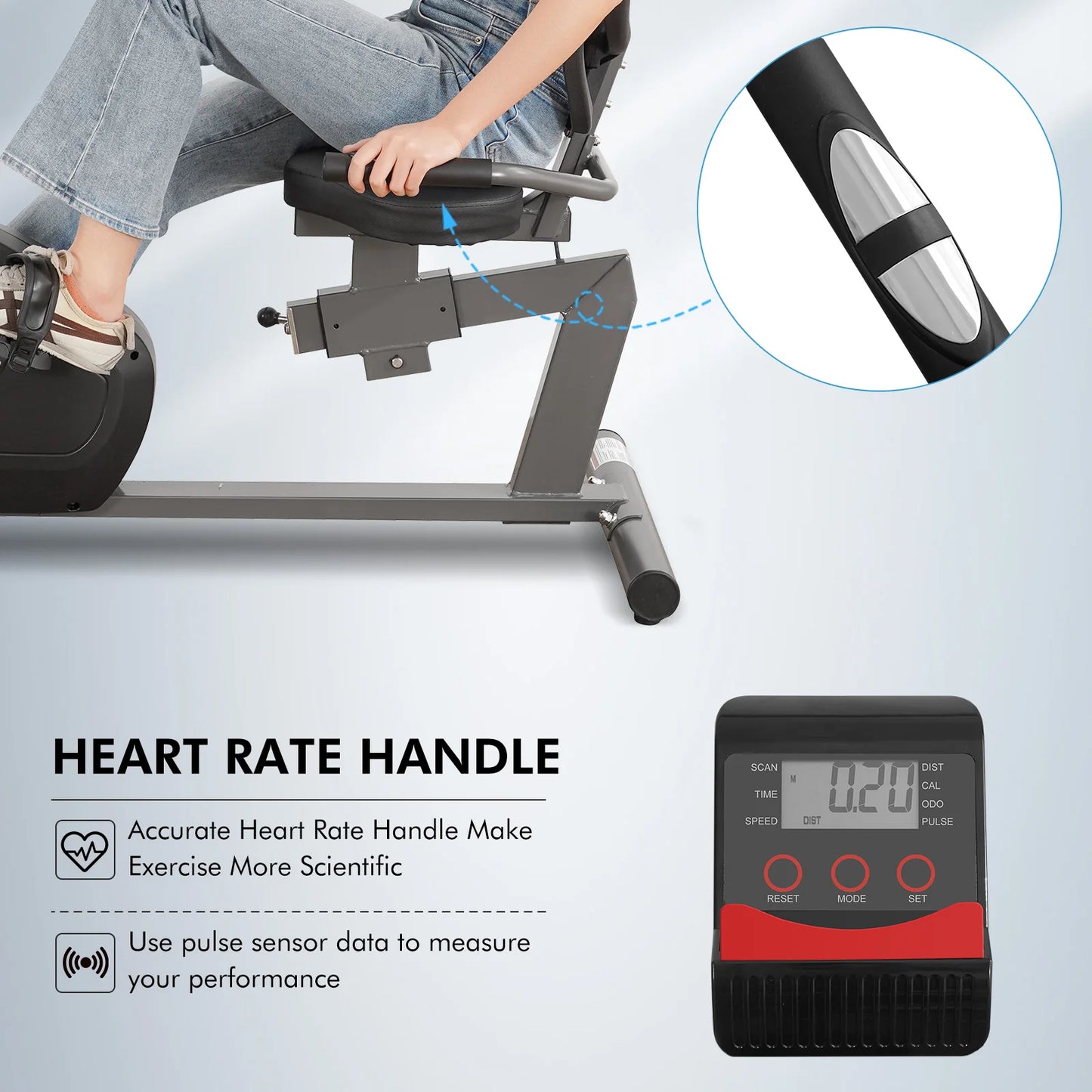 Recumbent Exercise Bike For Home With 8-Level Resistance Comfort Seat