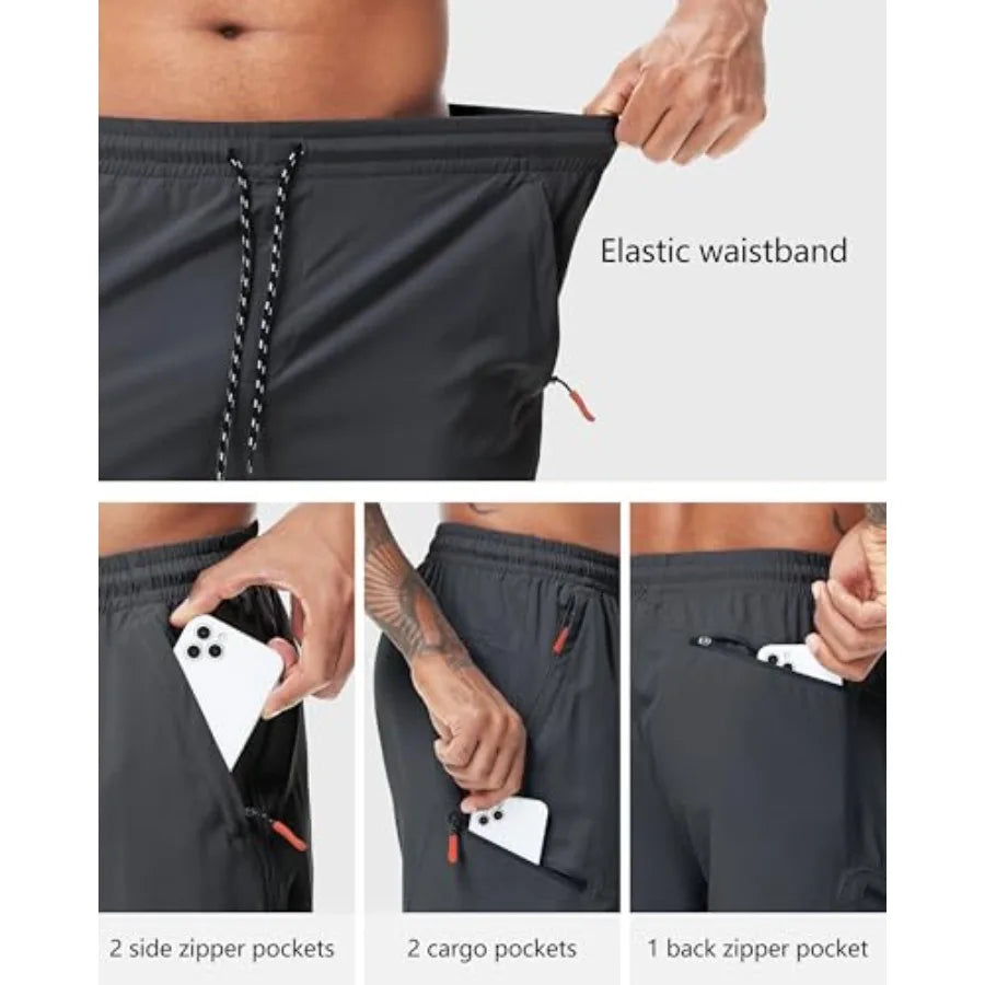Men's Hiking Cargo Shorts With Zipper Pockets Quick Dry Outdoor