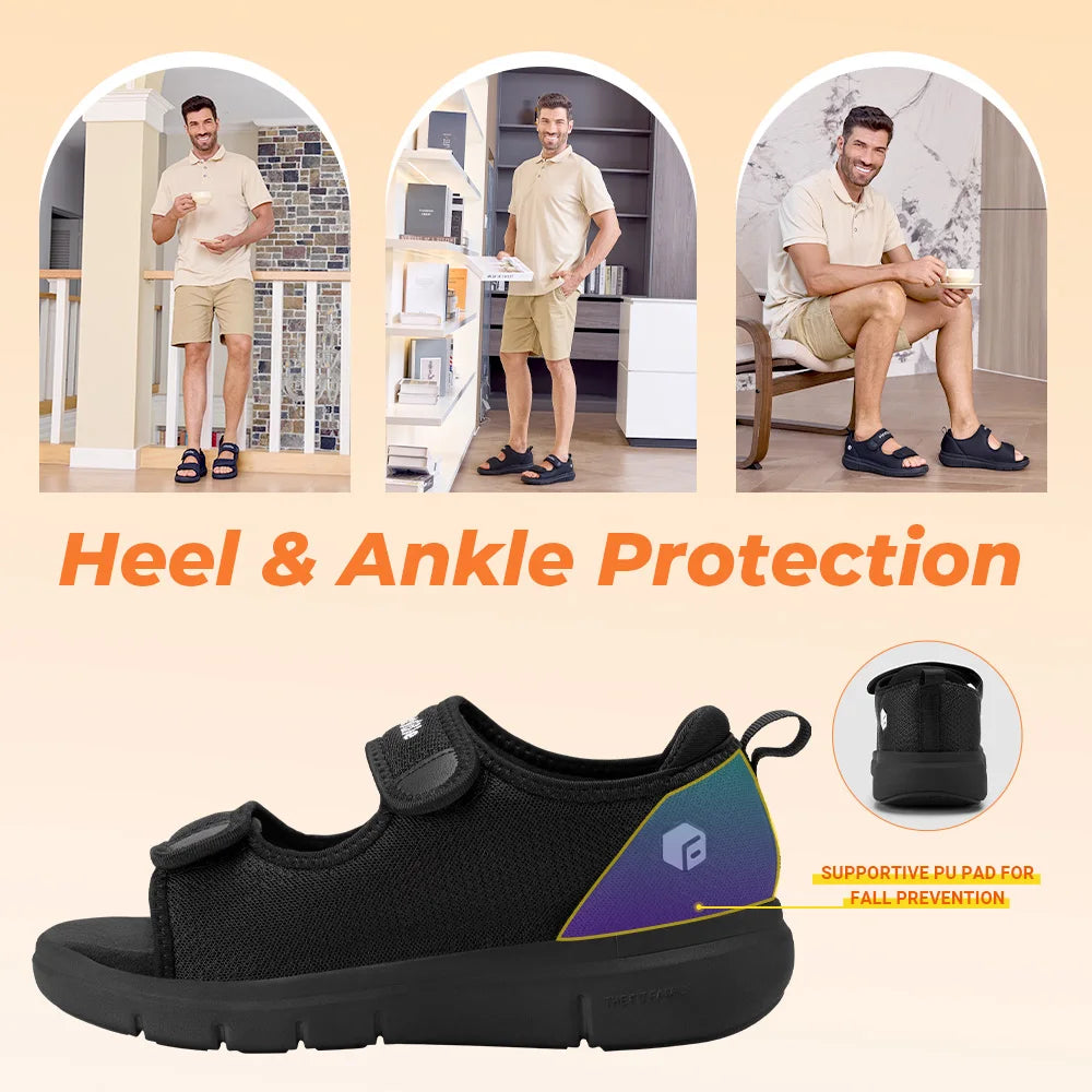 Fittington Men's Diabetic Sandals With Breathable Arch Support Foot Pain Relief