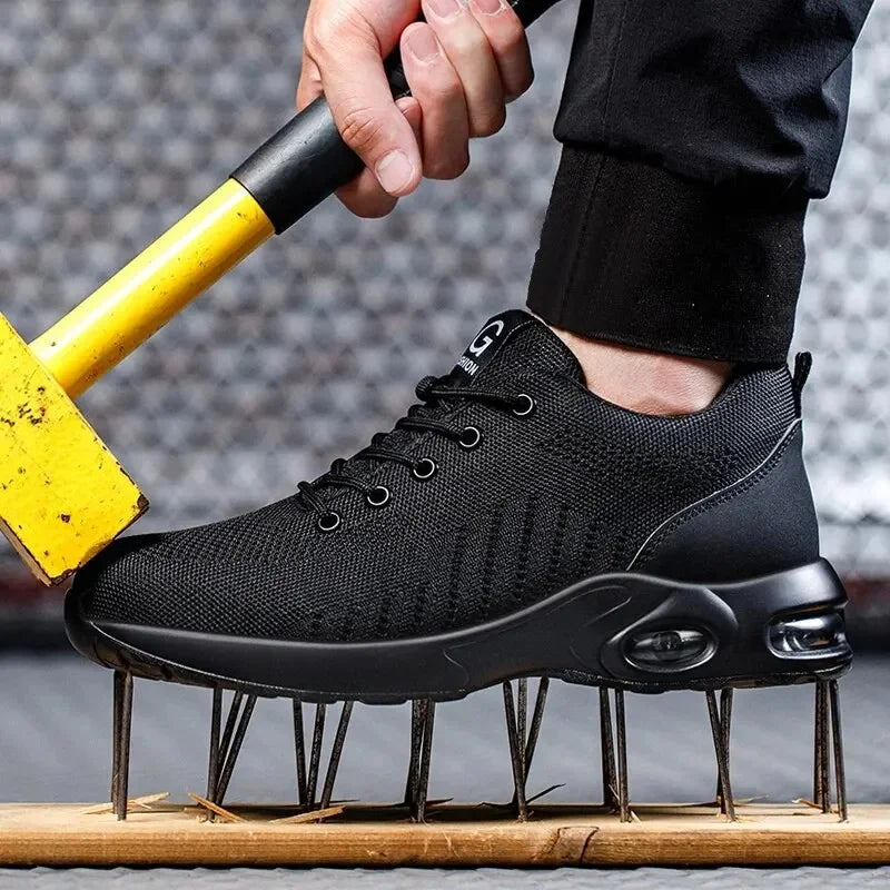 Men's Steel Toe Work Boots Breathable Lightweight Safety Shoes