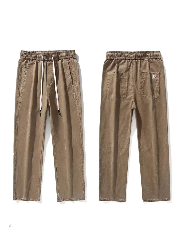 Nevettle Men Cargo Pants Wide Leg Drawstring Trousers