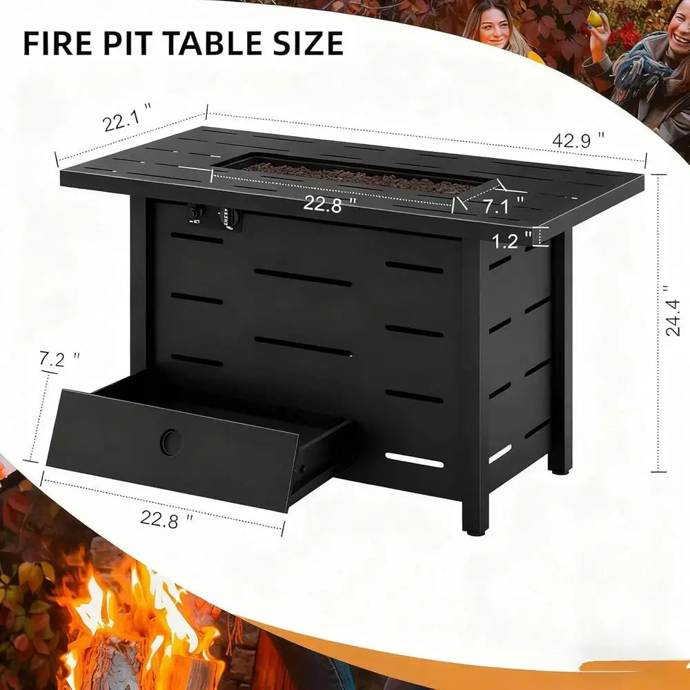 Outdoor Patio Fire Pit Table 50,000 BTU Propane Steel Smokeless Flame