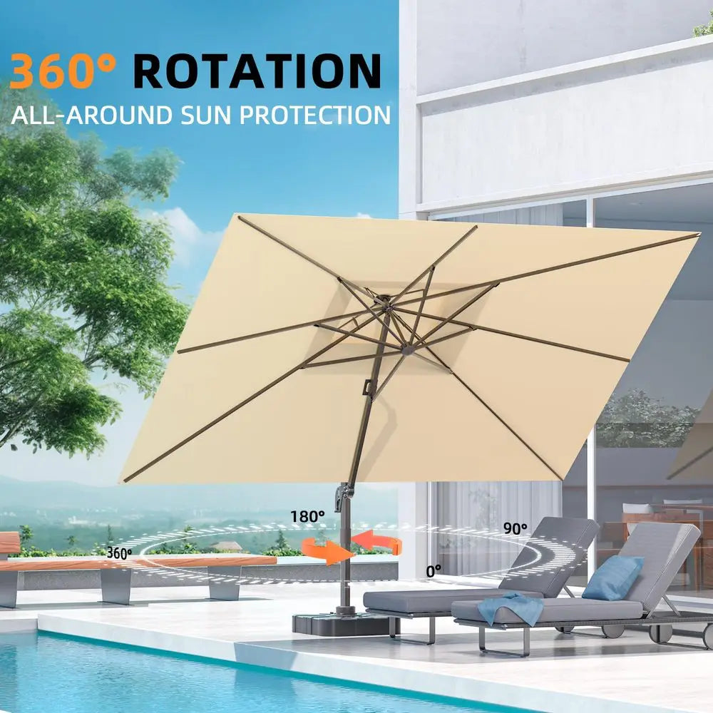 Cantilever Patio Umbrella With Led Lights And Base Included