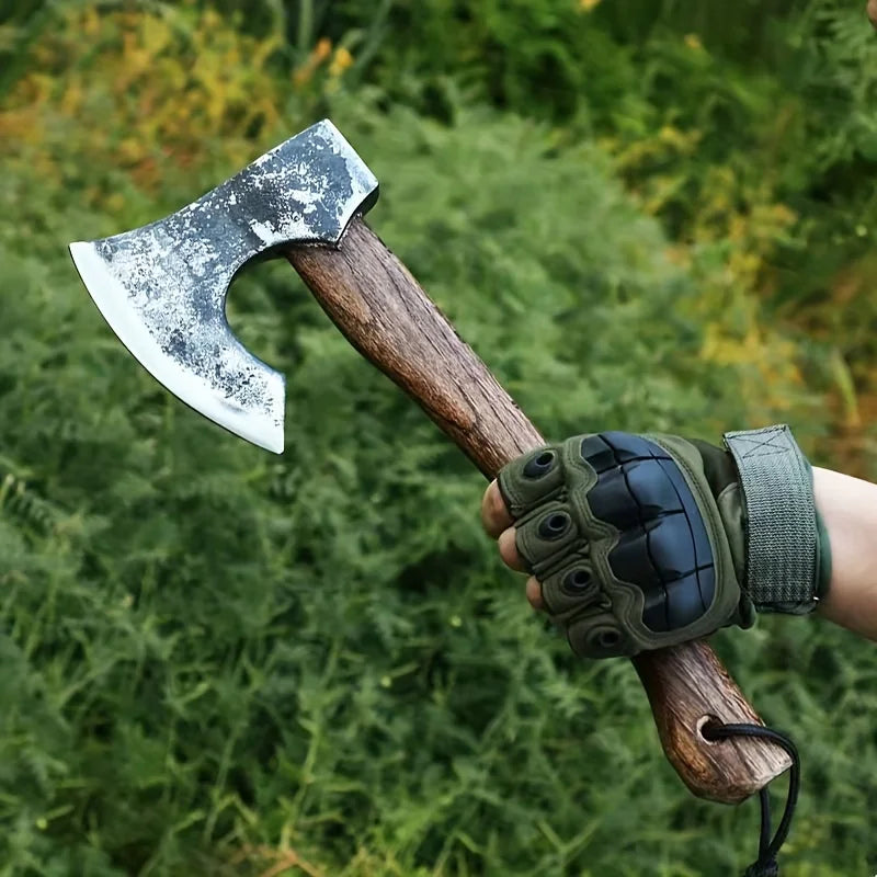 NONEDIY Hand Forged Viking Tomahawk Axe High Manganese Steel Outdoor