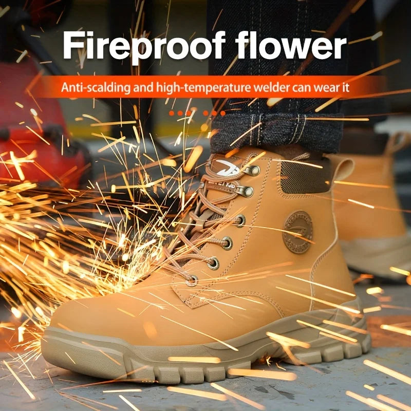 Men's Puncture-Proof Steel Toe Boots, Oil and Slip-Resistant