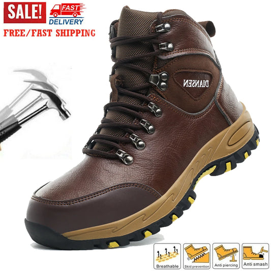 Men's High Top Work Boots Anti-Puncture Anti-Smash Slip Resistant