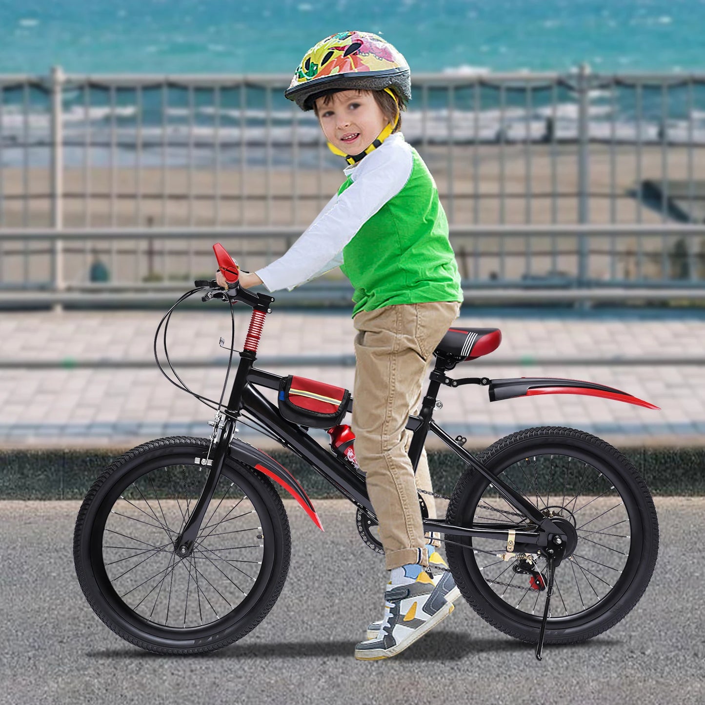 Kids Mountain Bike 7 Speed Dual Brakes With Water Bottle