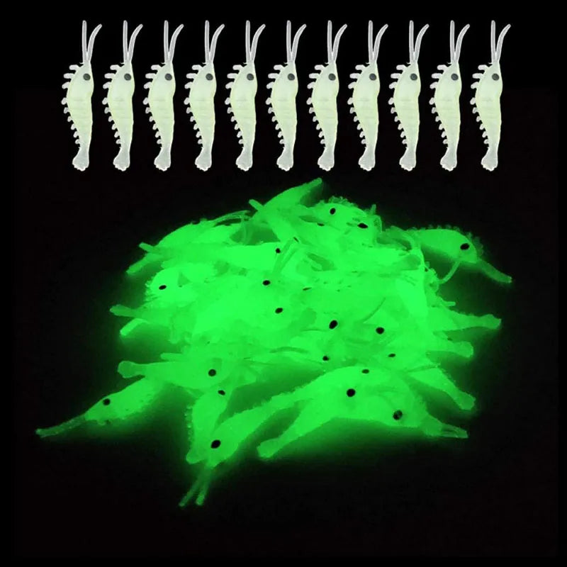 Luminous Shrimp Soft Lure Bait Pack For Bass Crappie Fishing