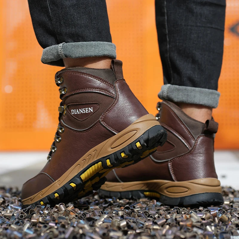 VEIGAR Waterproof Leather Safety Boots For Men Industrial Work