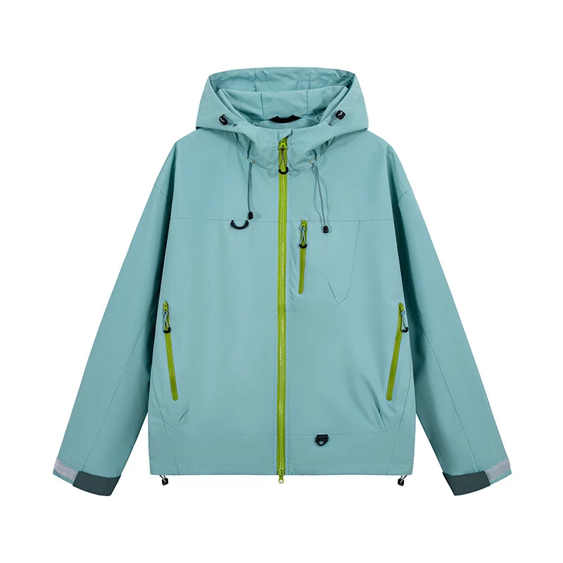 Unisex Waterproof Hooded Hiking Windbreaker Jacket for Outdoor Activities