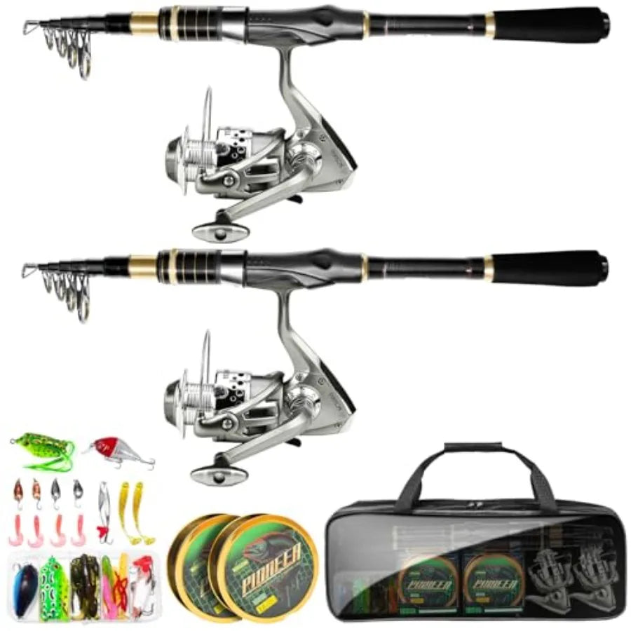 Telescopic Fishing Rod Combo With Spinning Reel Lures And Lines