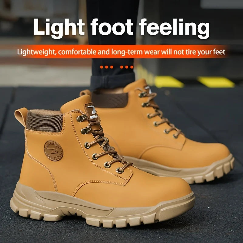 Men's Puncture-Proof Steel Toe Boots, Oil and Slip-Resistant