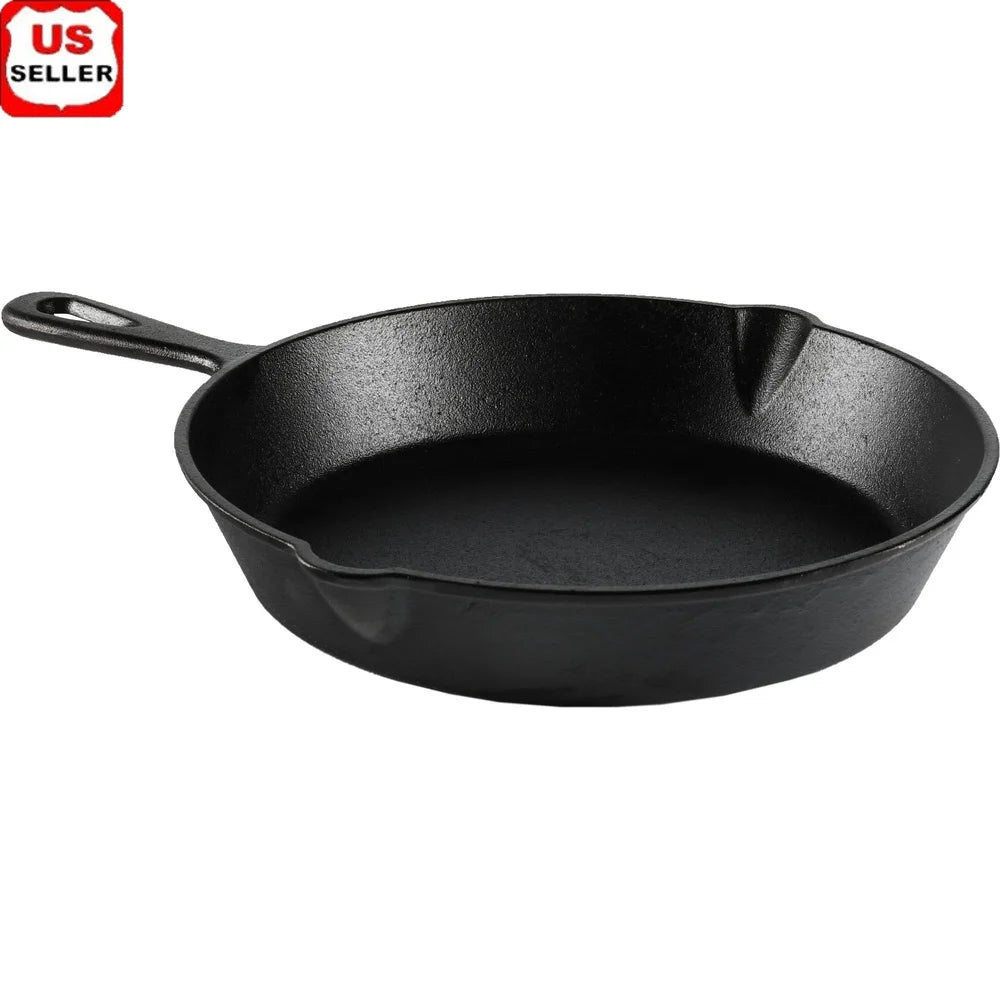 Pre-Seasoned Cast Iron Skillet for Versatile Cooking and Campfire Use