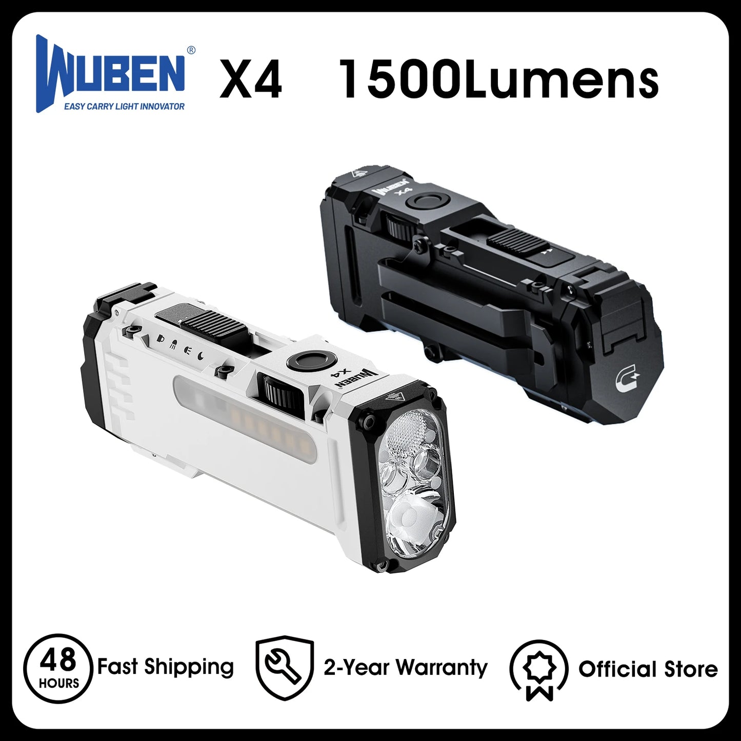 WUBEN X4 EDC Flashlight With RGB Light 1500 Lumens IP68