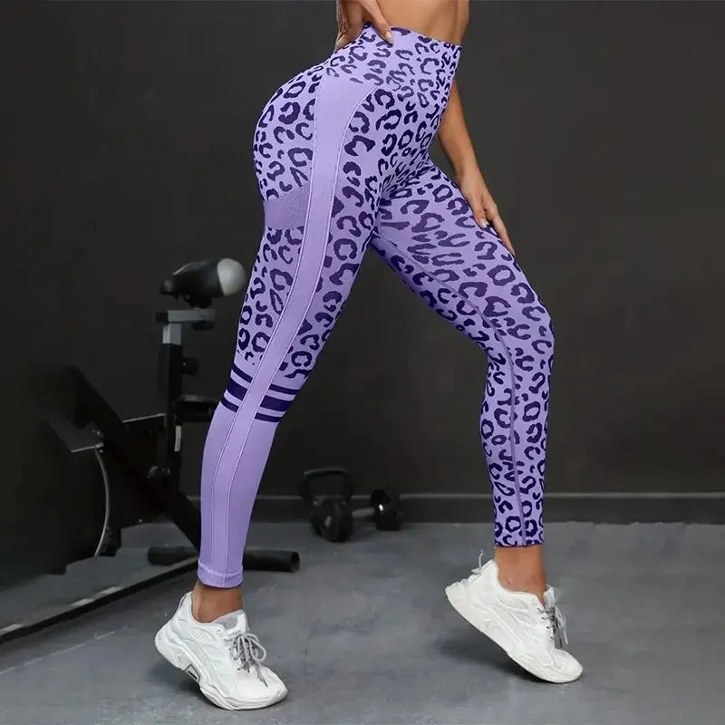 Leopard Print Seamless Quick Dry Yoga Pants With High Waist