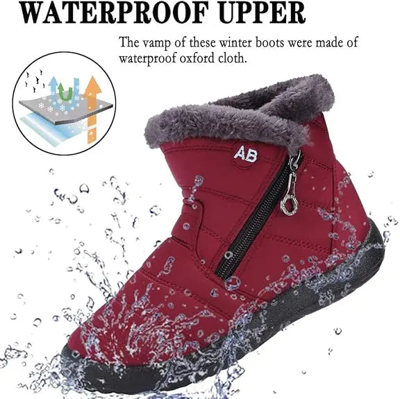 Women Mid-Calf Snow Boots With Zip Lining Plush Insole Warm