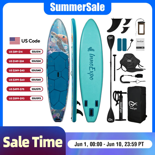 InnoExpo Inflatable Stand Up Paddle Board With Non-Slip Deck And Accessories