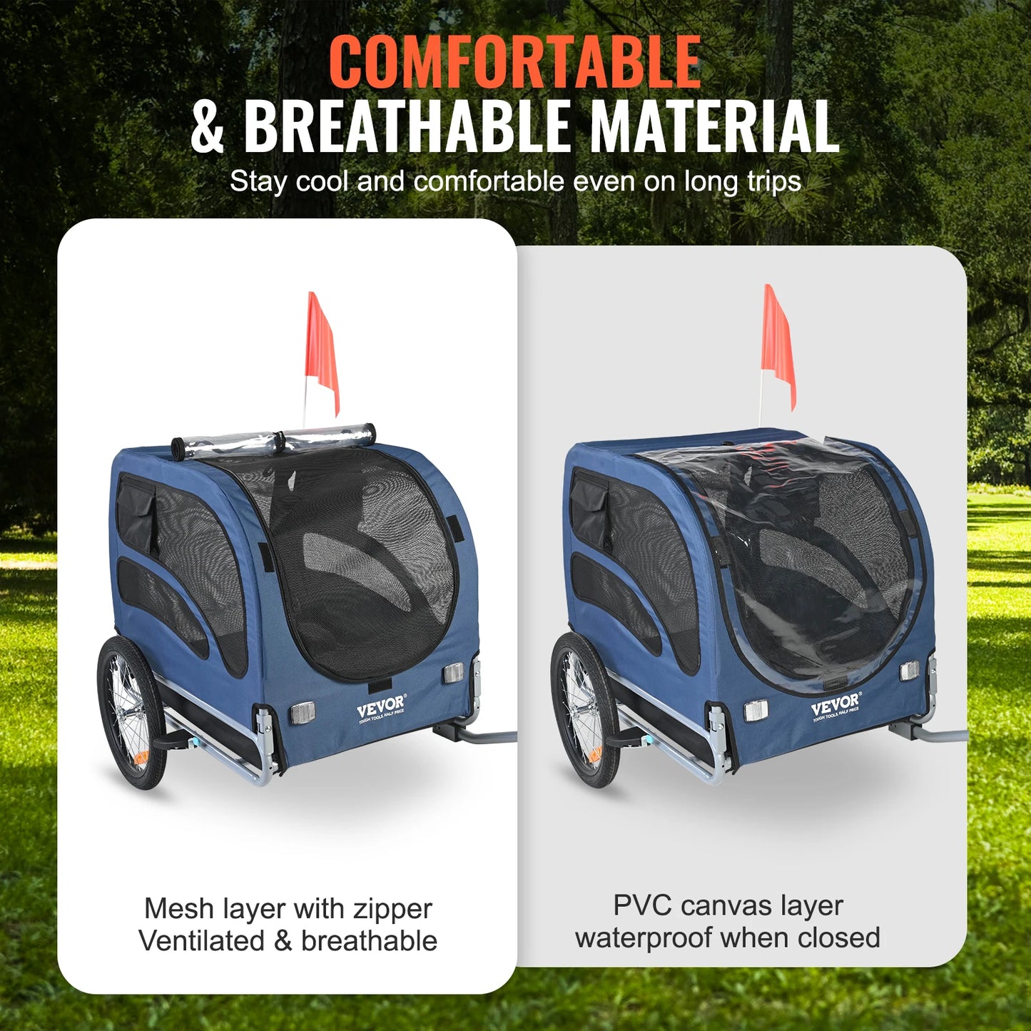 Dog Bicycle Trailer Carrier Collapsible 100 Lb Capacity