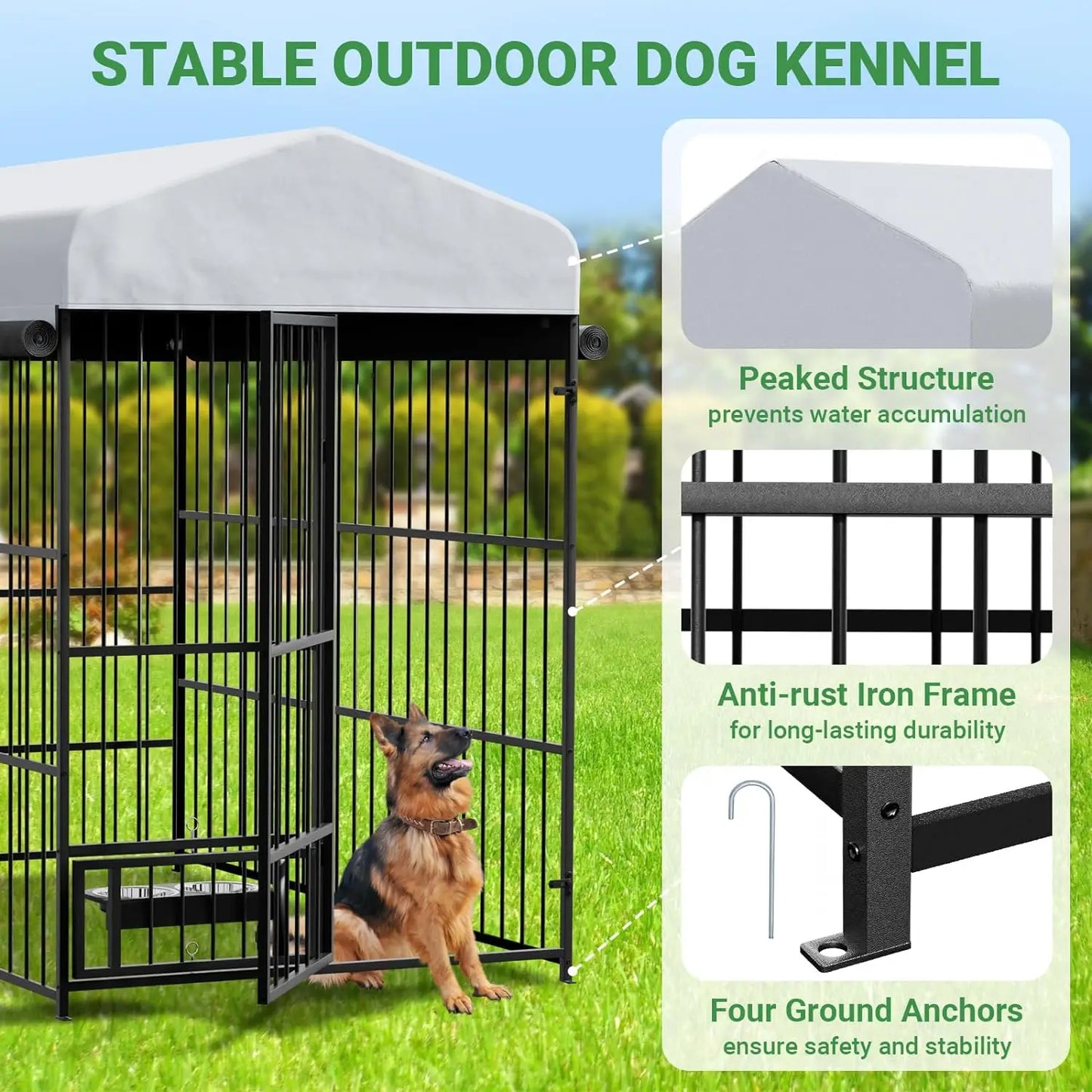 TWISTER.CK Outdoor Dog Kennel With Roof Double Lock UV Resistant
