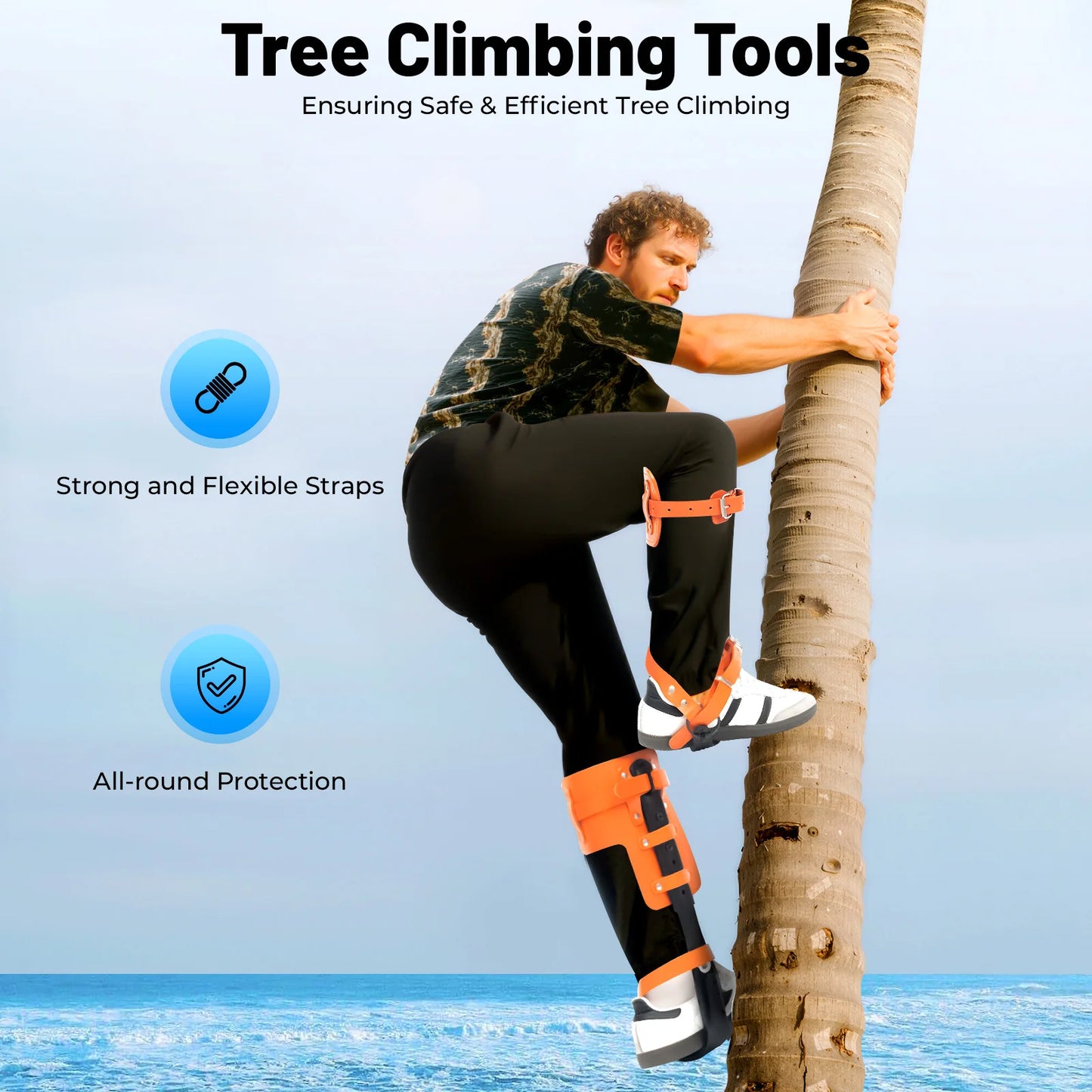 Adjustable Tree Climbing Spike Set With Steel Climber Gaffs