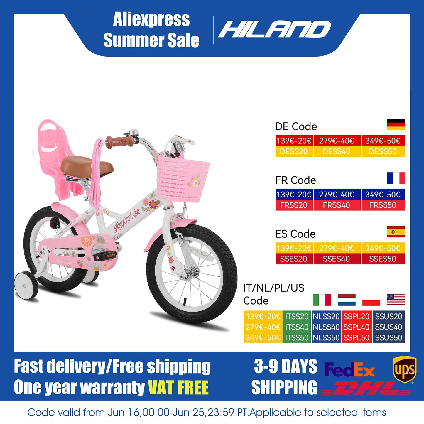 JOYSTAR Little Daisy Bike For Ages 2-7 With Doll Seat