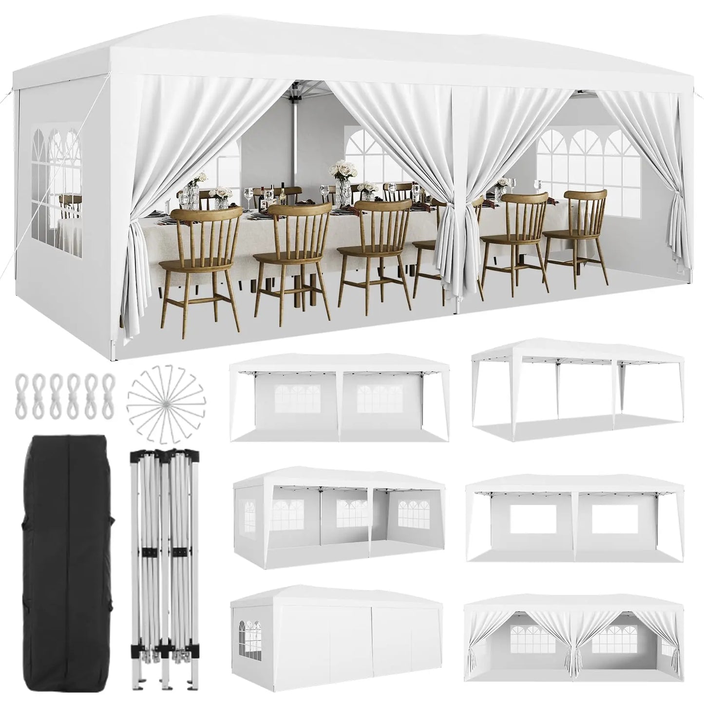 HiMISS Heavy Duty Pop Up Canopy With Six Removable Sidewalls