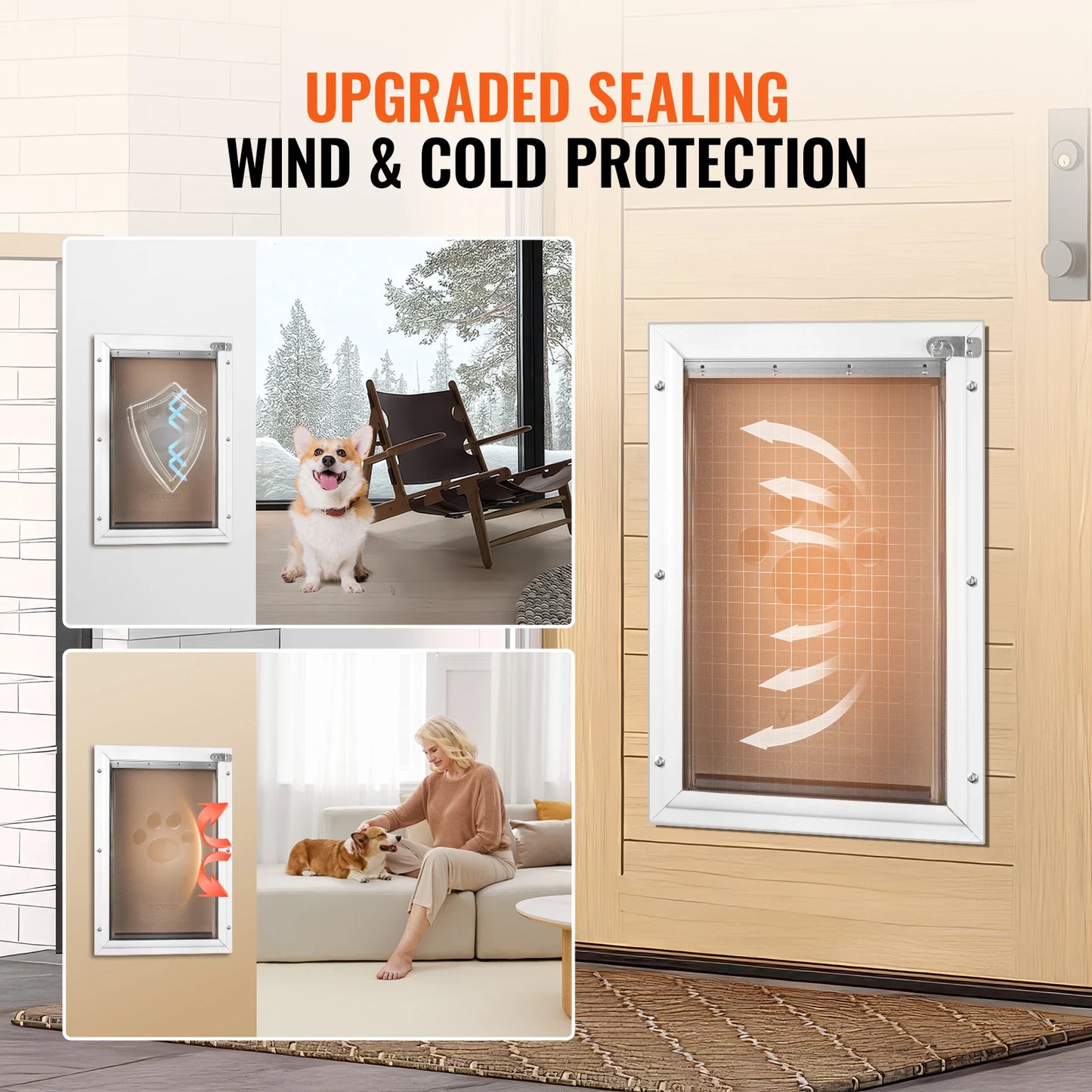 SucceBuy Pet Door Aluminum Frame With Lock And Weatherproof Flap