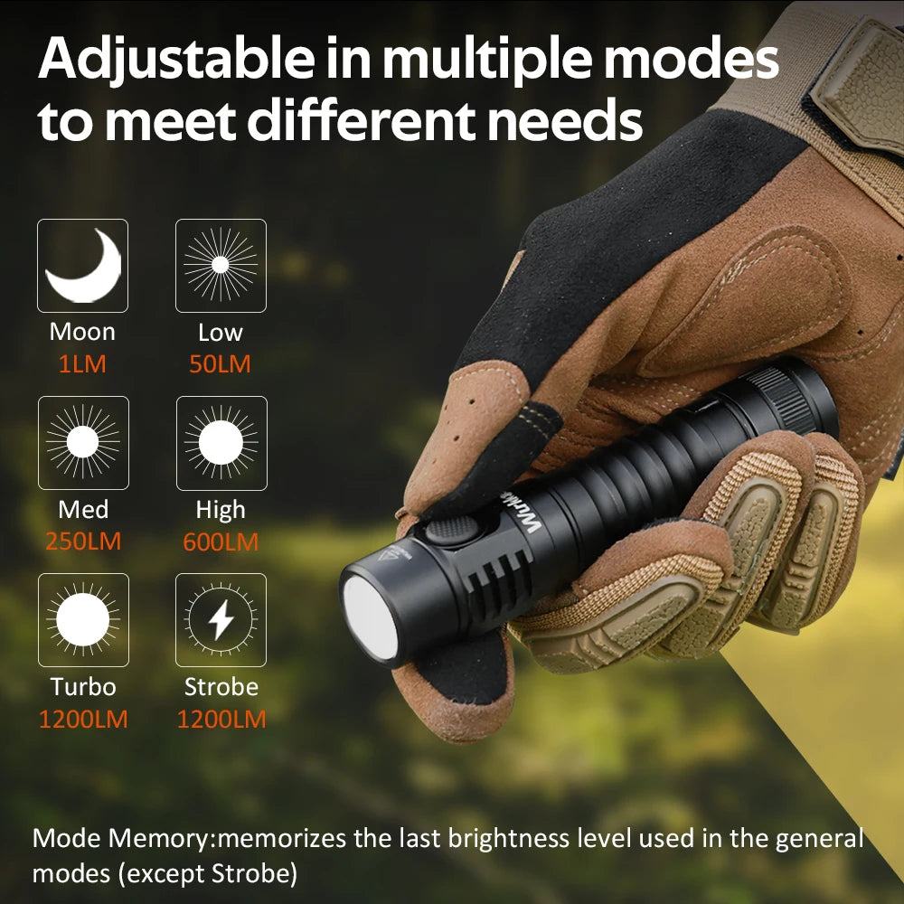 Wurkkos FC11C 1200LM USB-C Rechargeable EDC Flashlight IP68