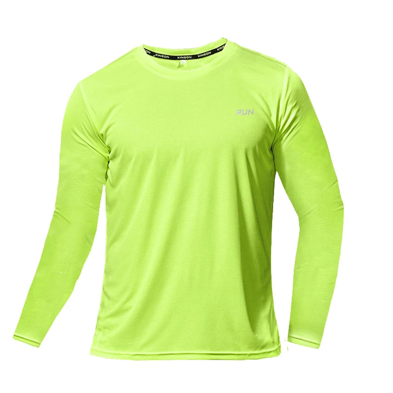 Summer Ice Silk Long Sleeve Tee Men Quick Dry Breathable