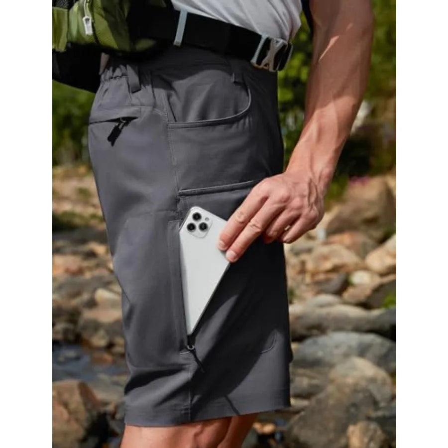 Mens Hiking Shorts With Phone Pocket Lightweight Quick Dry