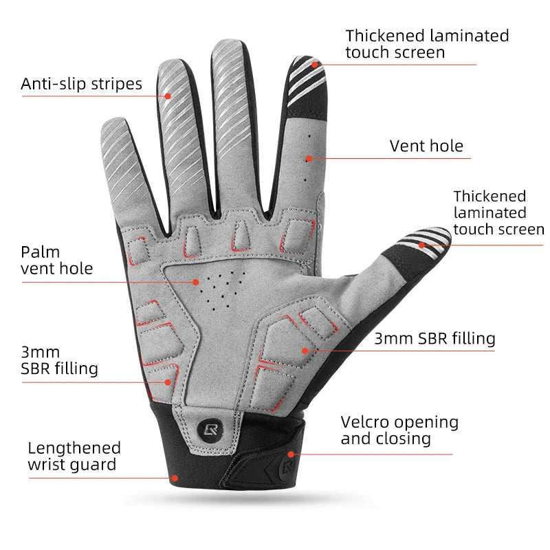 Rockbros Full-Finger Touchscreen Cycling Gloves For Men And Women