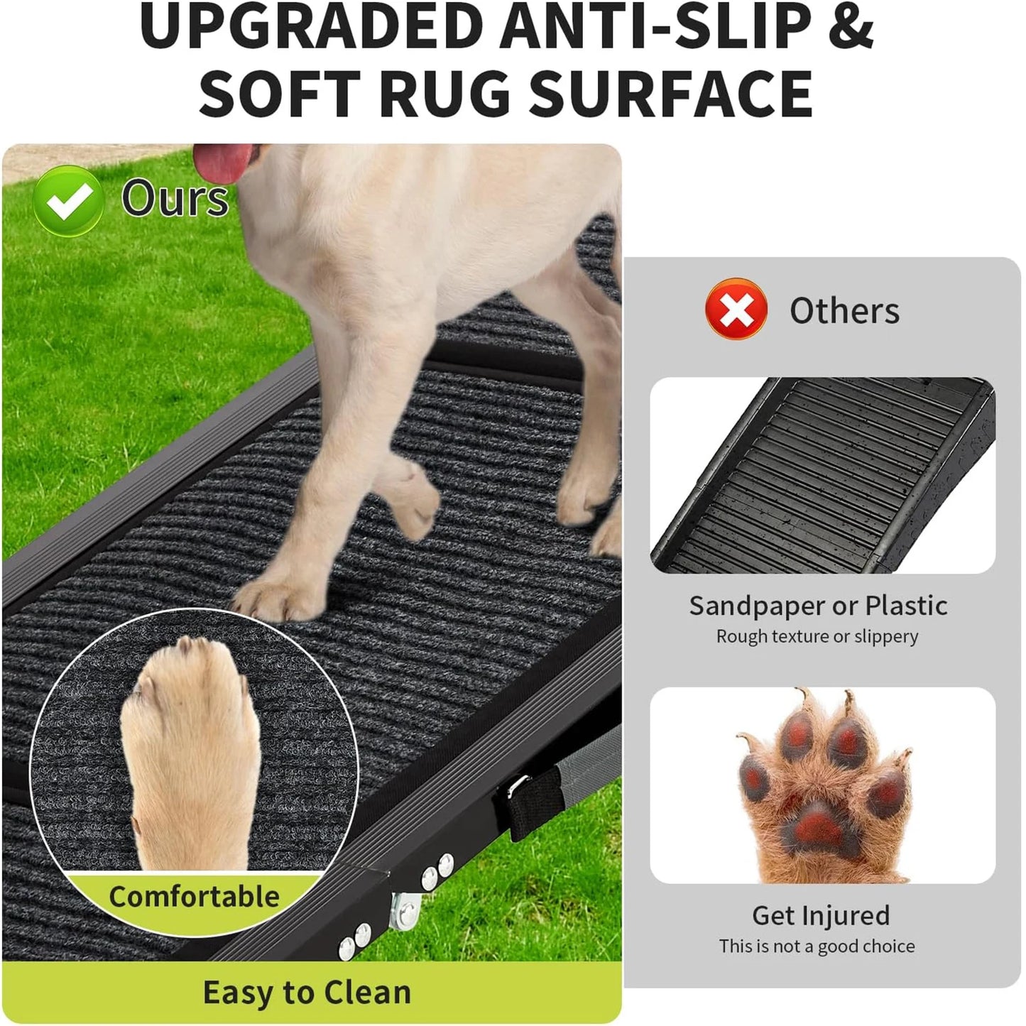 HiMISS Upgraded Folding Dog Ramp For Cars With Non Slip Surface Up To 250 Lbs