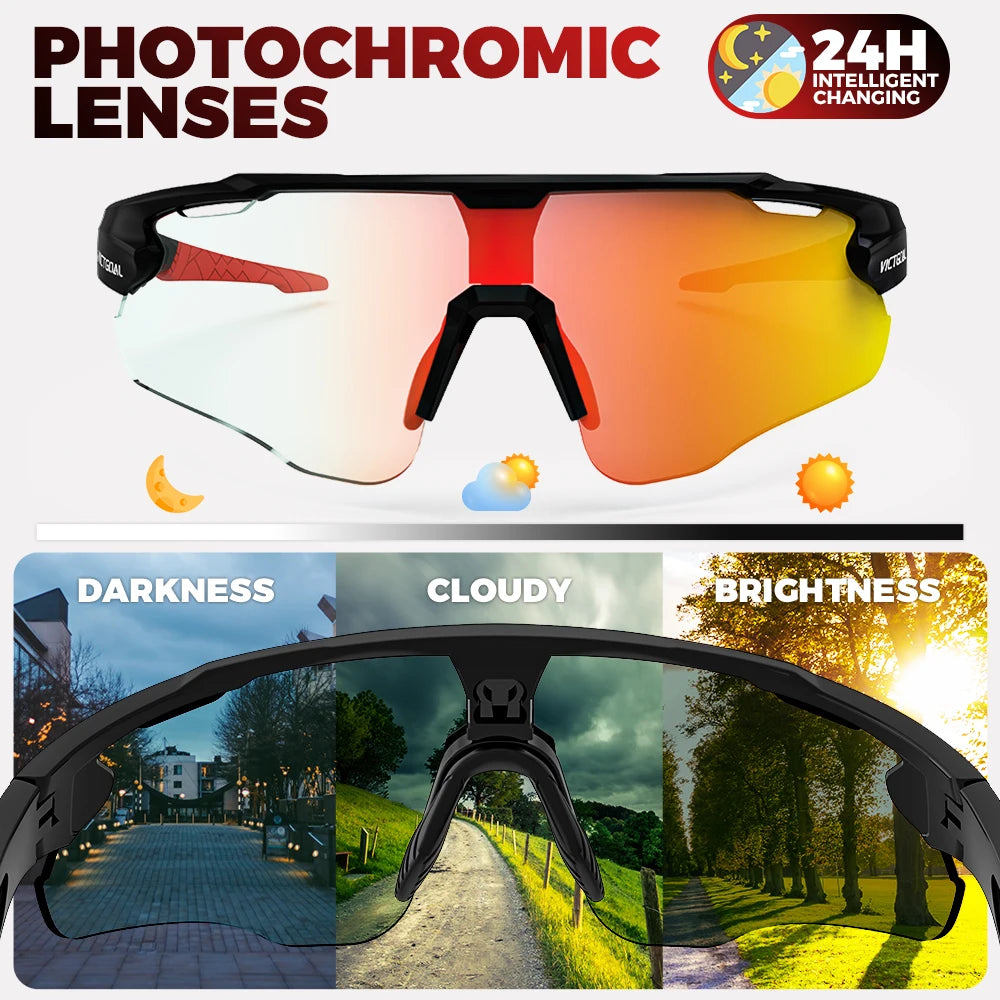 Victgoal Photochromic Cycling Sunglasses UV400 Protection For Athletes